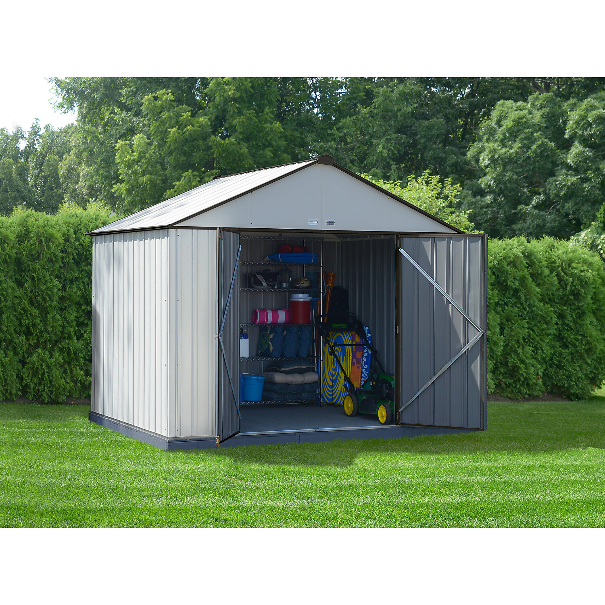 Arrow EZEE Shed, EZEE Shed Steel Storage 10 x 9 Length 98 ft, Width 117.75 ft, Model# EZ10872HVCRCC